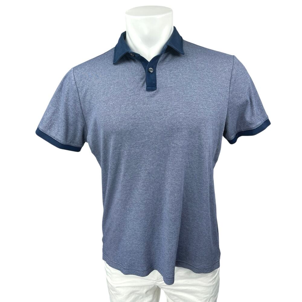 Banana Republic Luxury Touch Men's Navy Short Sleeve Collar Polo Shirt Top Sz L